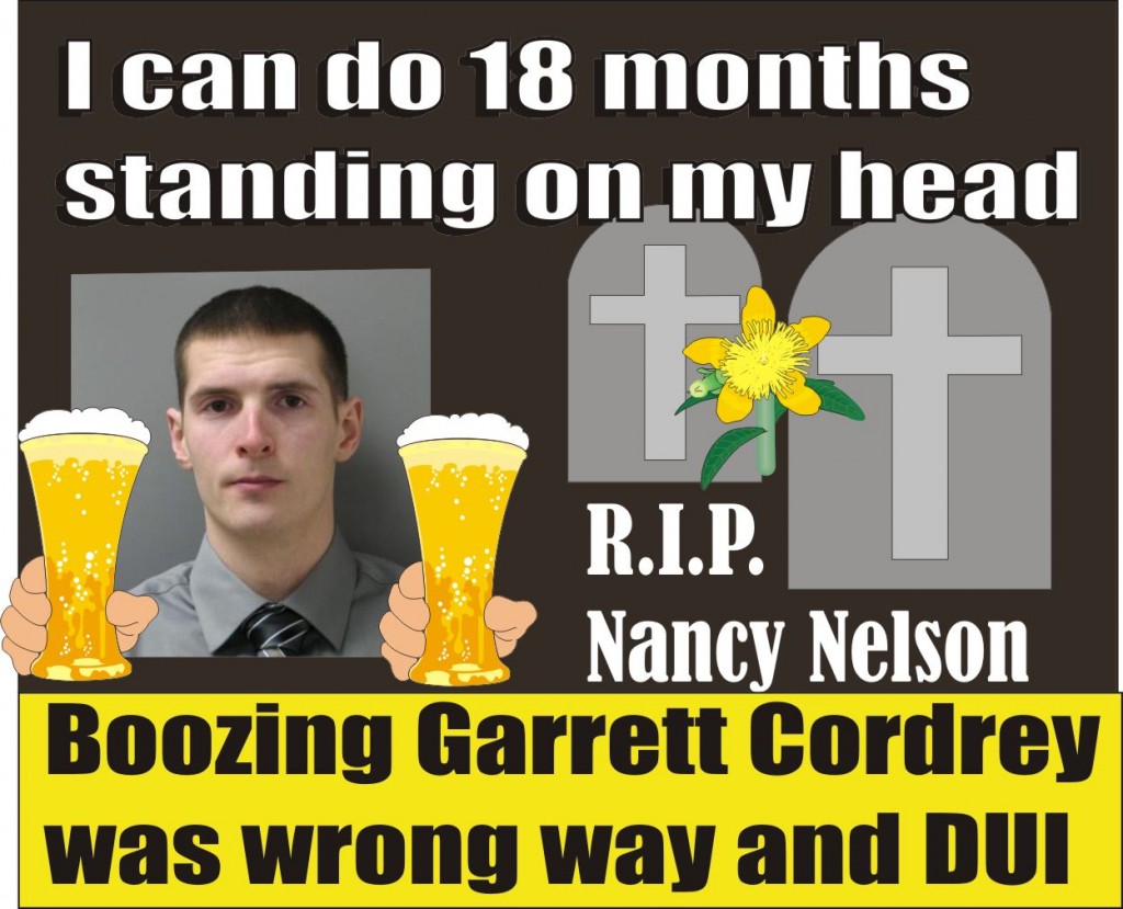 Garret Cordrey sentenced to 18 months in jail for killing Nancy Nelson while DUI
