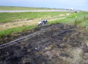 Motorcycle crashed and burned