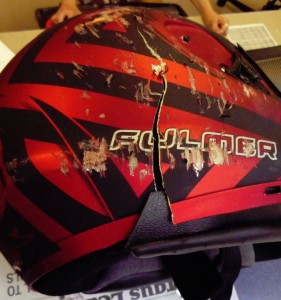 This helmet was being used by a motorcyclist reports South Dakota Highway Patrol.