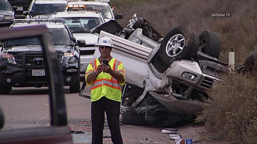 One person was killed in an overturn crash in Escondido. Photo courtesy of OnSceneTV